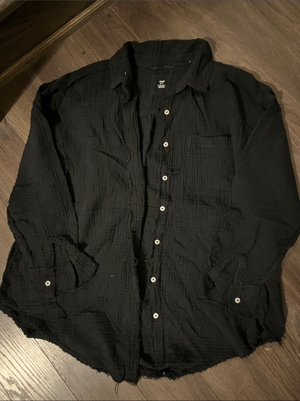 Black Lightweight Button-Up Shirt for Men